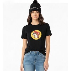 Bebe Black Pom Pom beanie winter hat/cap